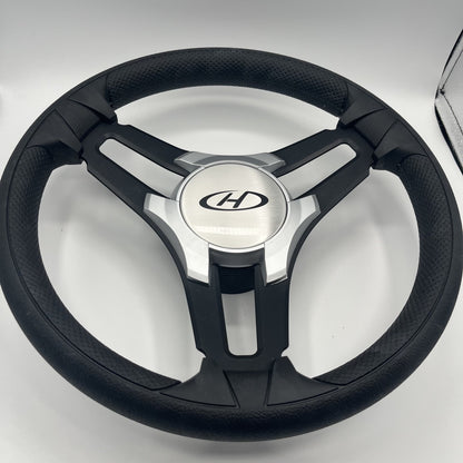 Gussi Italia Marine Steering Wheel Black Brush Metal Spokes | Harris Kayot