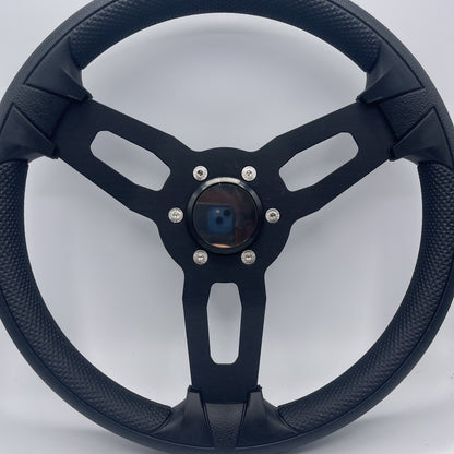 Gussi Italia Boat Model 15 Steering Wheel Black Brushed Alum Spokes |Blank