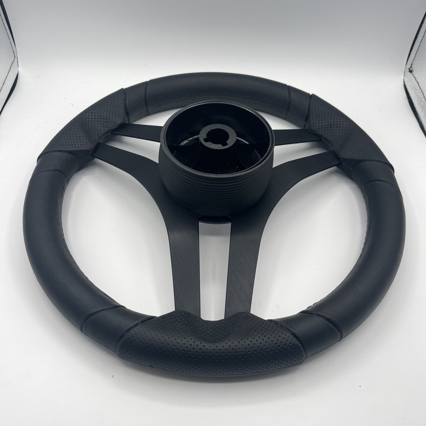 Molinara Marine Steering Wheel Black Brushed Alum Spokes | Plain Brushed