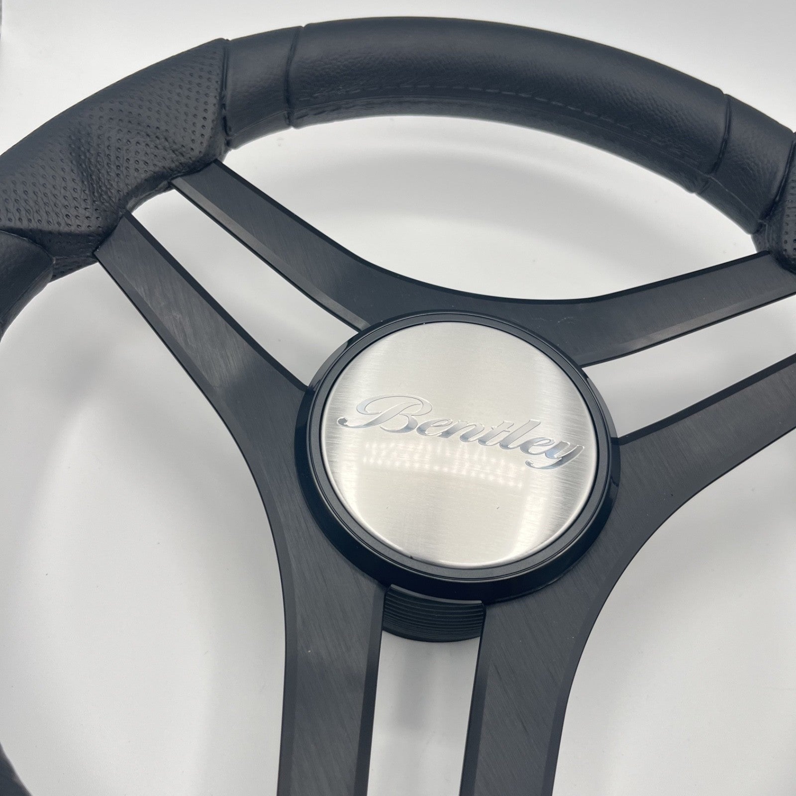 Molinara Marine Steering Wheel Black Brushed Alum Spokes | Bentley Boats