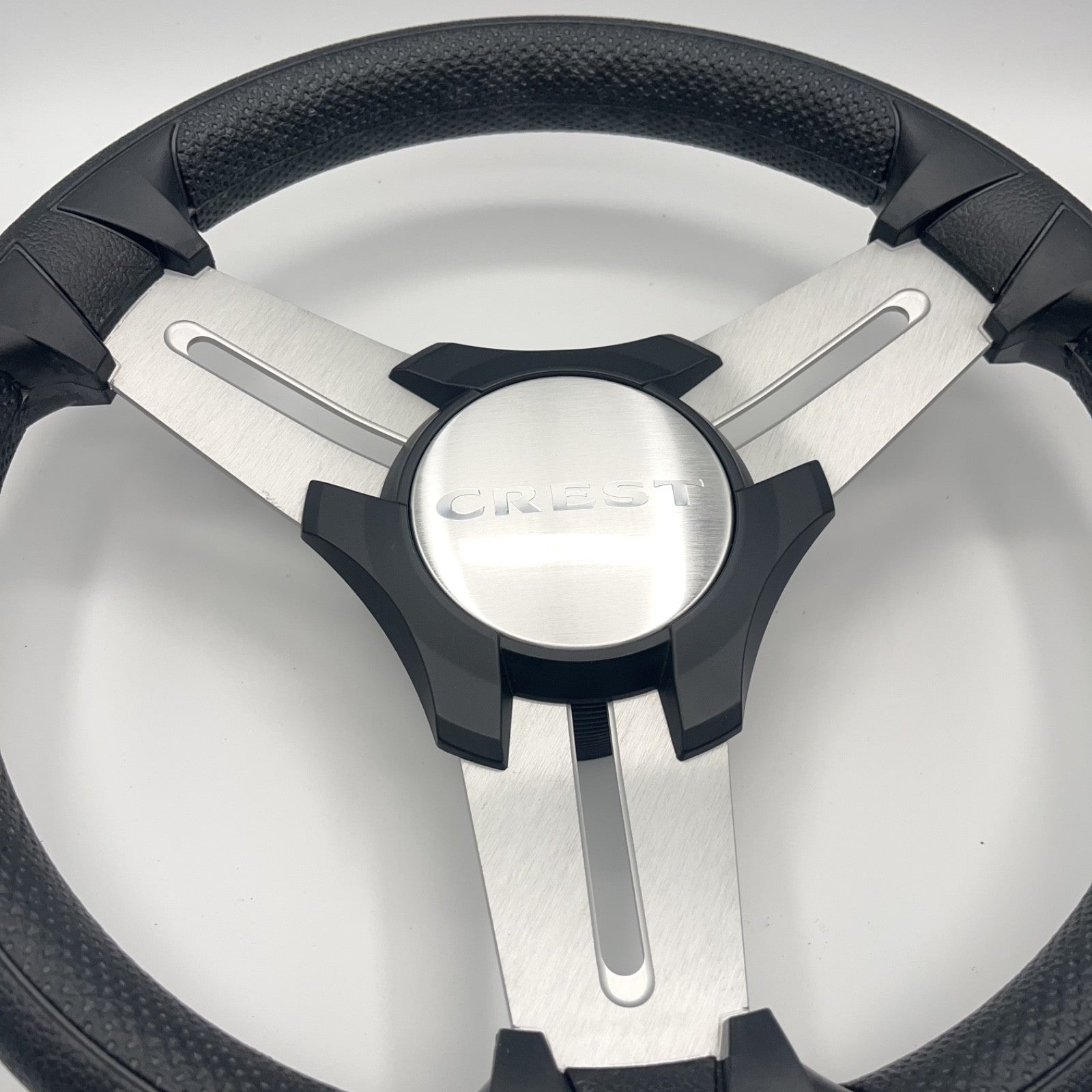 Model 15 Marine Steering Wheel Brushed Aluminum Spokes | Crest Logo