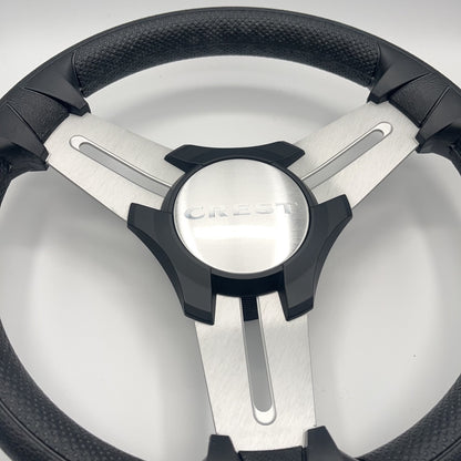 Model 15 Marine Steering Wheel Brushed Aluminum Spokes | Crest Logo