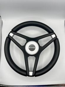 Molino Black w/Silver Accents Boat Steering Wheel | Gussi Italia Center Cap