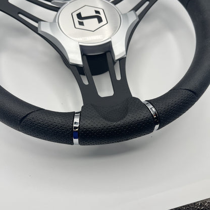 Gussi Italia Boat Steering Wheel Black Brushed Alum Spokes | Harris