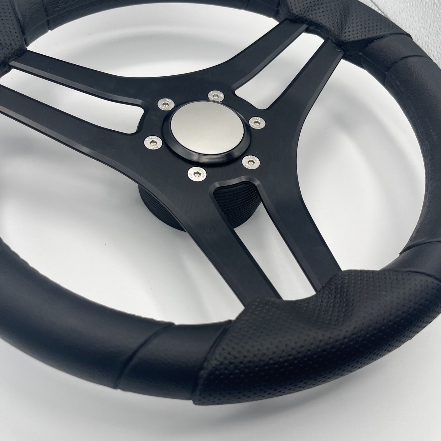 Molinara Marine Steering Wheel Black Brushed Alum Spokes | Blank Style