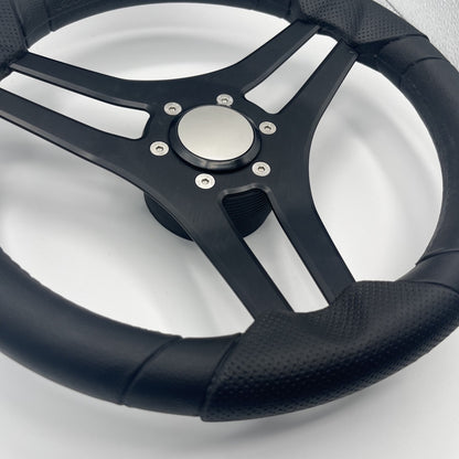 Molinara Marine Steering Wheel Black Brushed Alum Spokes | Blank Style