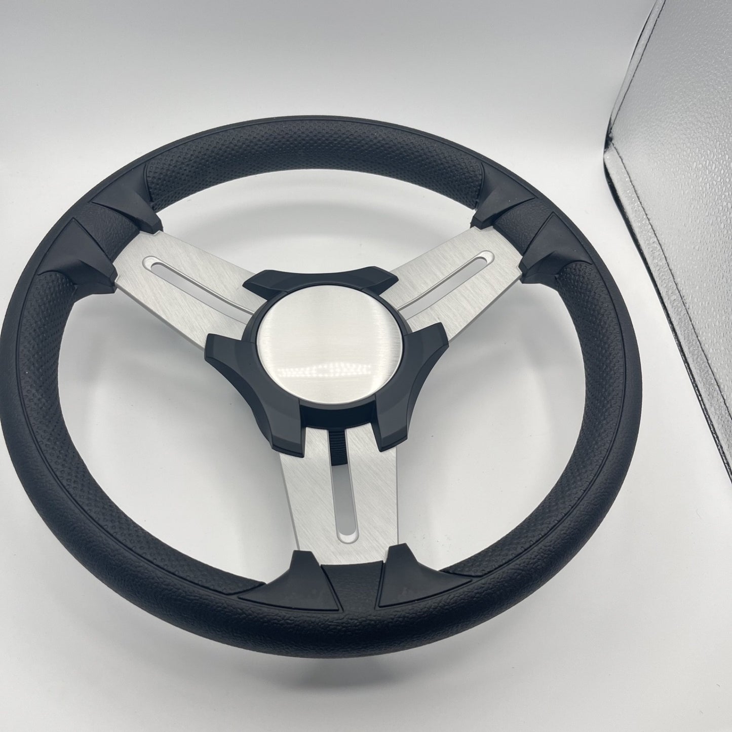 Model 15 Marine Steering Wheel Brush Alum Spokes | Black Blank