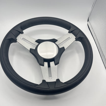 Model 15 Marine Steering Wheel Brush Alum Spokes | Black Blank