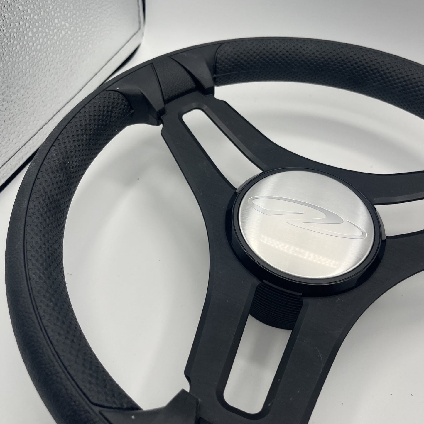 Gussi Italia Marine Steering Wheel Black Brush Metal Spokes |Regal