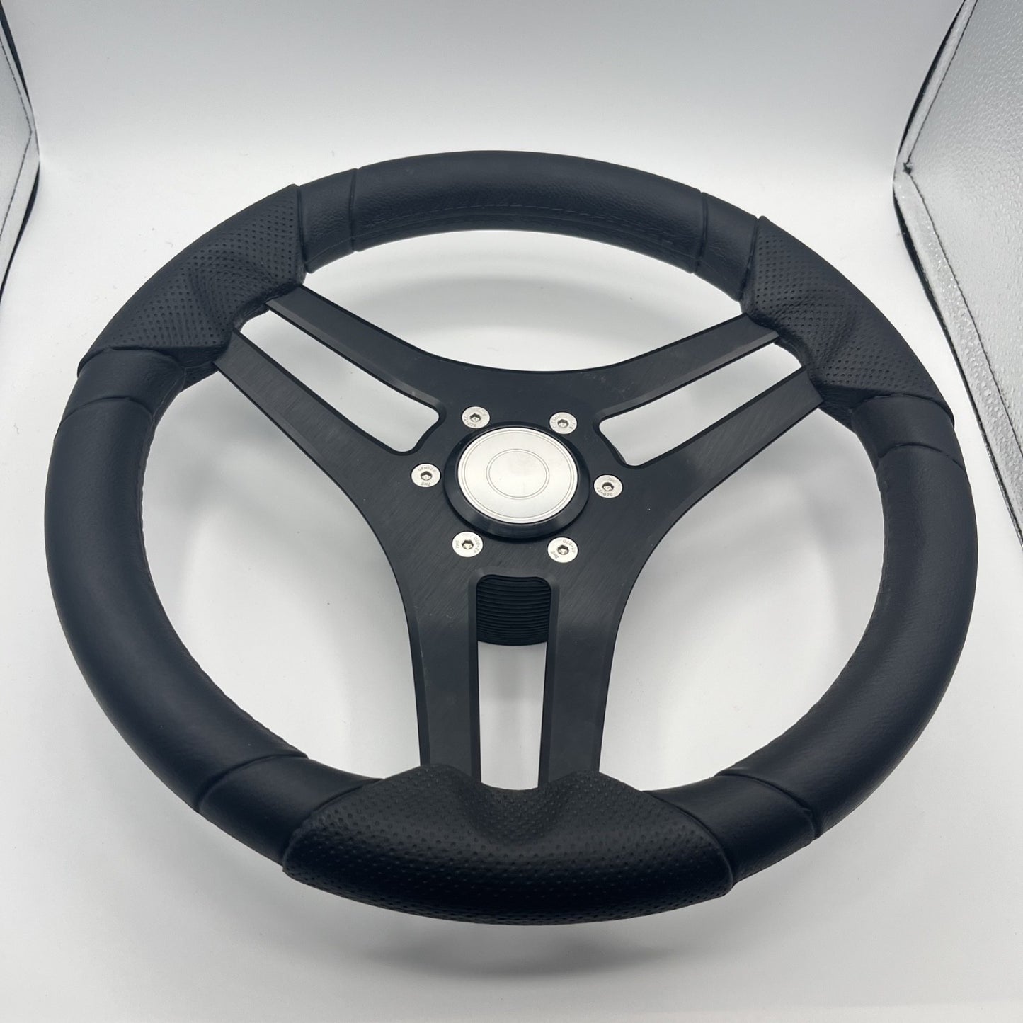 Molinara Marine Steering Wheel Black Brushed Alum Spokes | Target Style