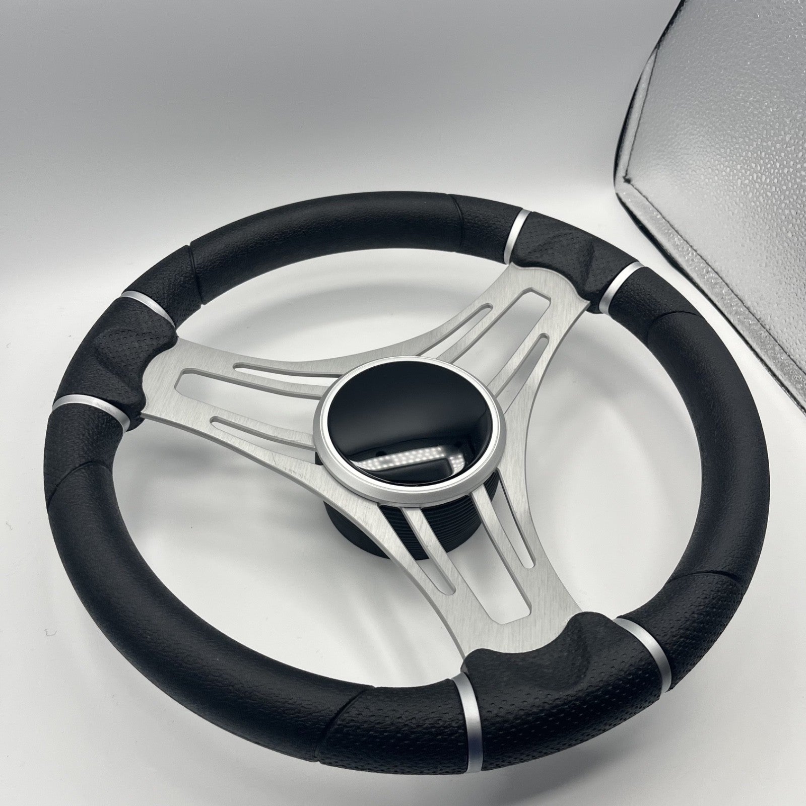 Gussi Italia Boat Steering Wheel Brushed Aluminum Spoke | Black Dome