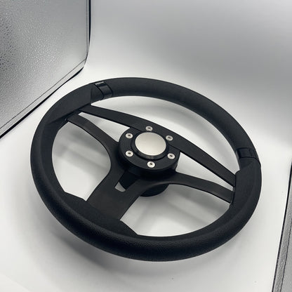 Badia Boat Steering Wheel Brushed Black Aluminum Spokes | Blank Snap-in