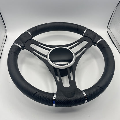 Gussi Italia Boat Steering Wheel Black Brushed Alum Spokes | Black Dome
