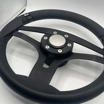 Badia Boat Steering Wheel Brushed Black Aluminum Spokes | Gussi Snap-in