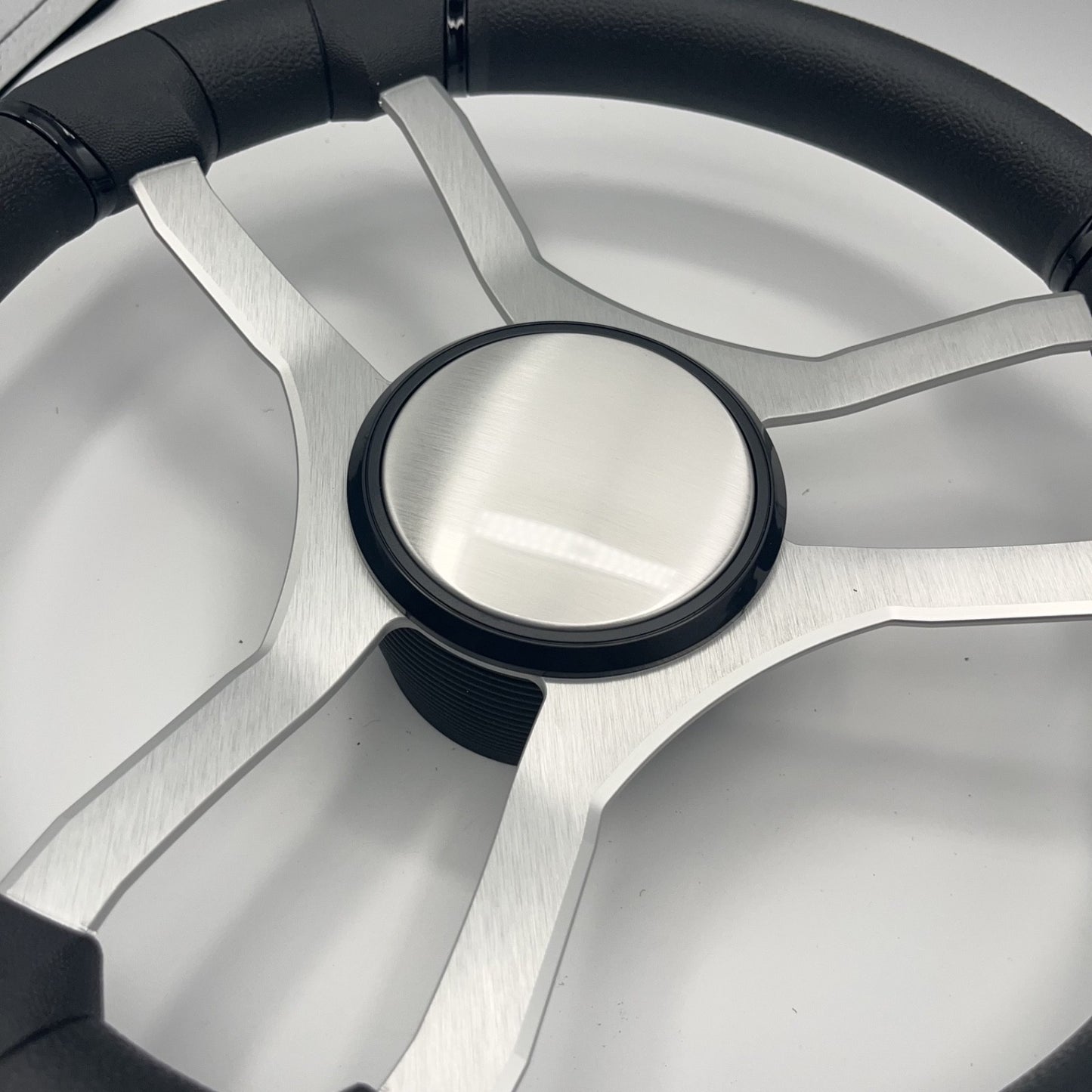 Malera Boat Steering Wheel Brushed Aluminum Spokes - Plain