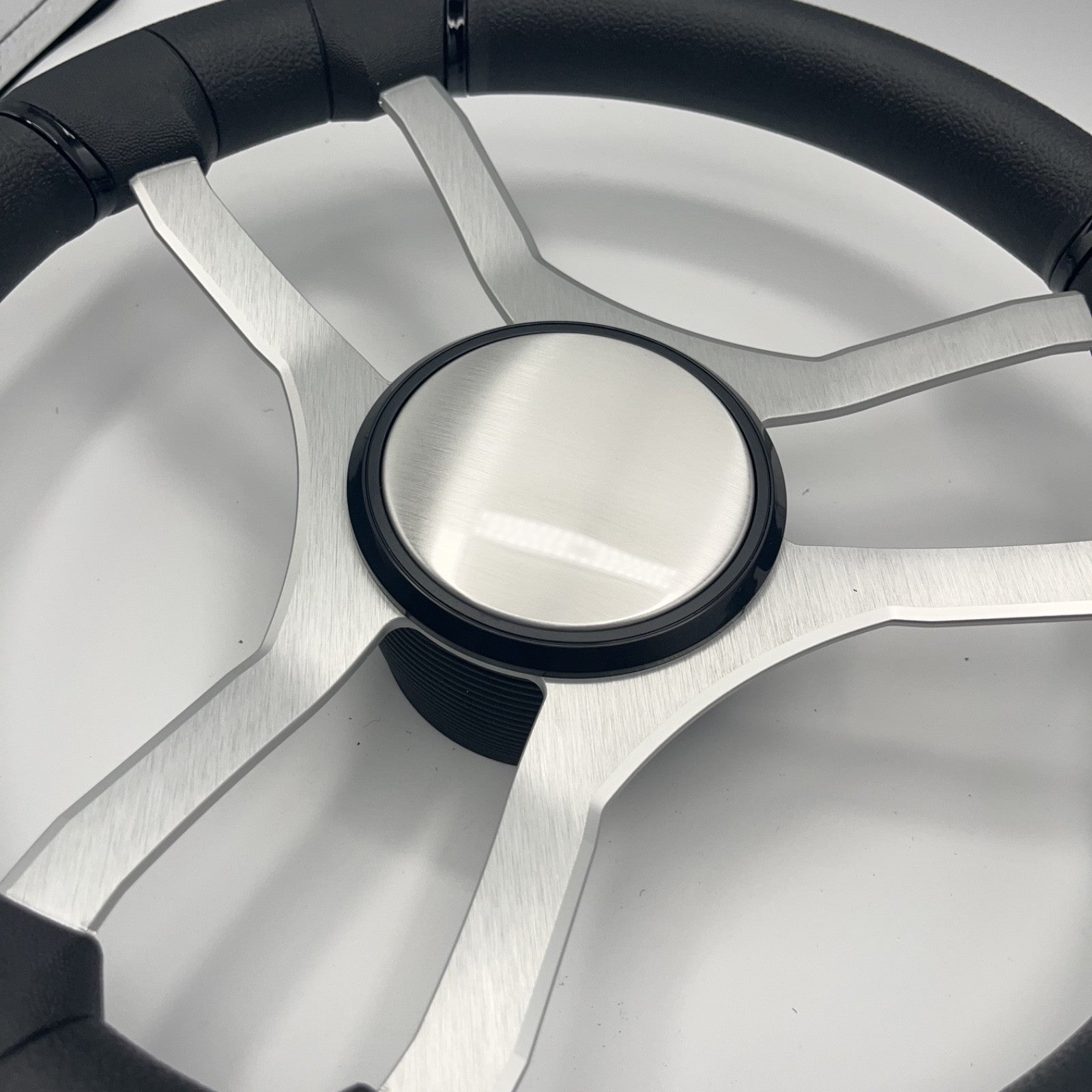 Malera Boat Steering Wheel Brushed Aluminum Spokes - Plain