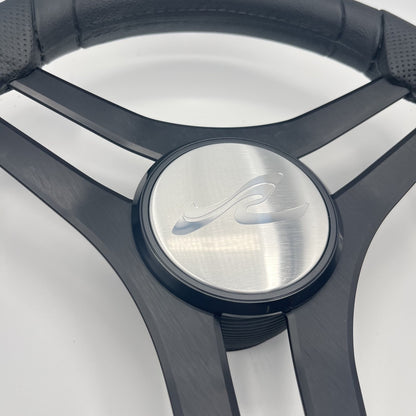 Molinara Marine Steering Wheel Black Brushed Alum Spokes | SeaRay Boats