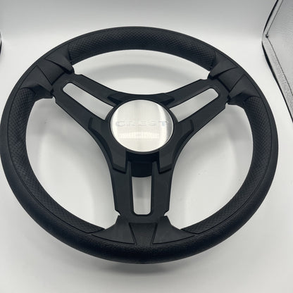 Gussi Italia Marine Steering Wheel Black Brush Metal Spokes | Crest