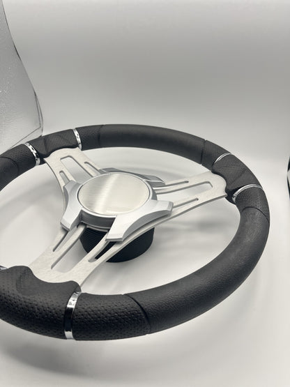 Verona Boat Steering Wheel Brushed Aluminum Spokes | Plain