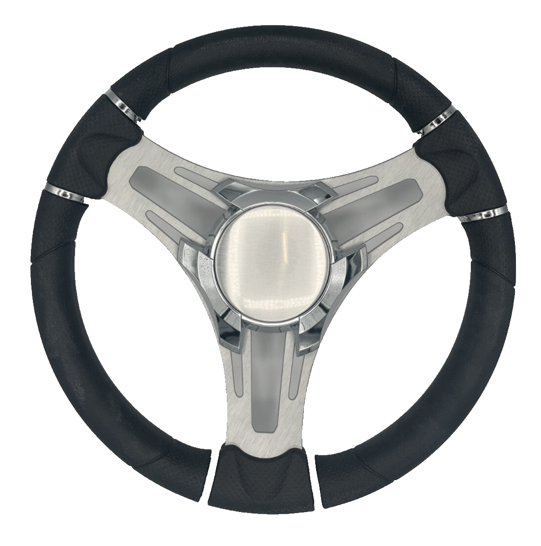 Verona Boat Steering Wheel Gray Brushed Aluminum Spokes