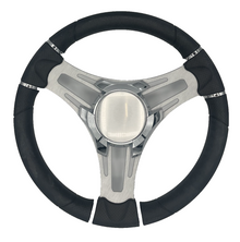 Verona Boat Steering Wheel Gray Brushed Aluminum Spokes