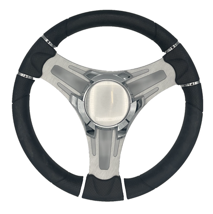 Verona Boat Steering Wheel Gray Brushed Aluminum Spokes
