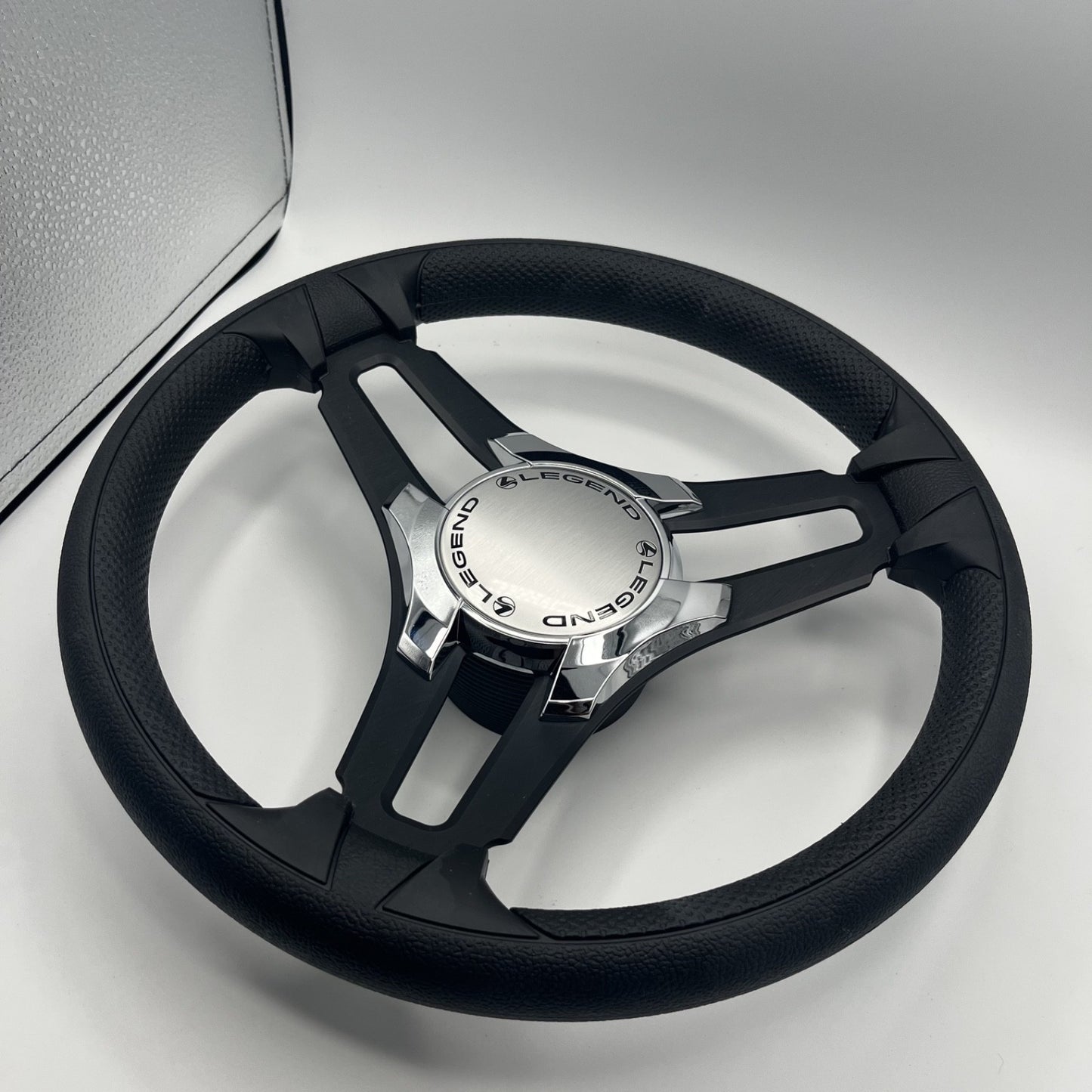 Gussi Italia Marine Steering Wheel Black Brush Metal Spokes | Legend