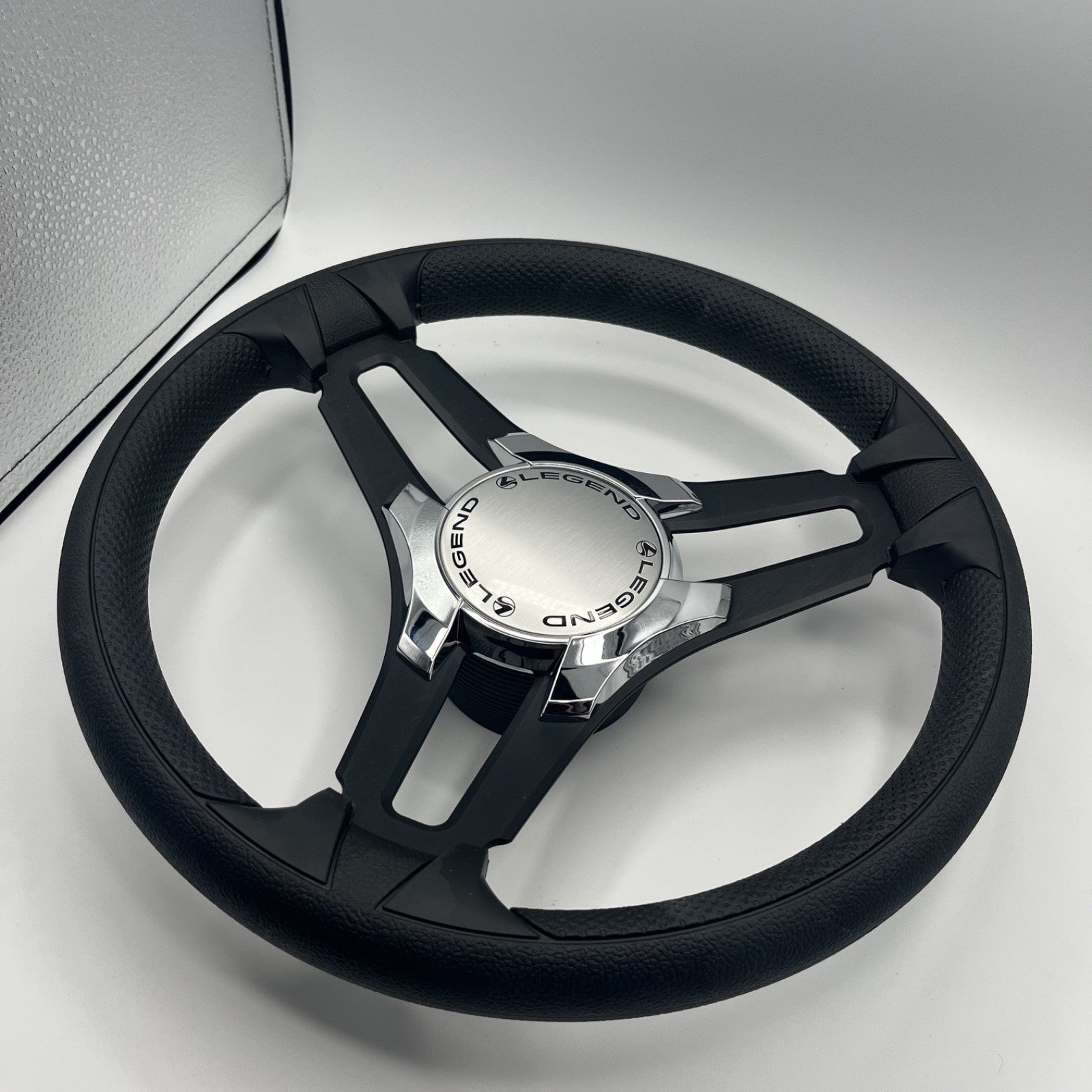 Gussi Italia Marine Steering Wheel Black Brush Metal Spokes | Legend