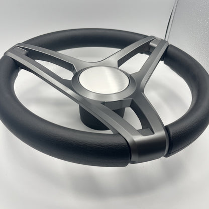 Molino Gray w/Soft Touch Urethane Rim Boat Steering Wheel | Plain
