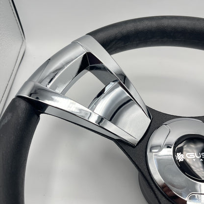 Model M13C Black & Chrome Steering Wheel fits E-Z-GO Golf Carts