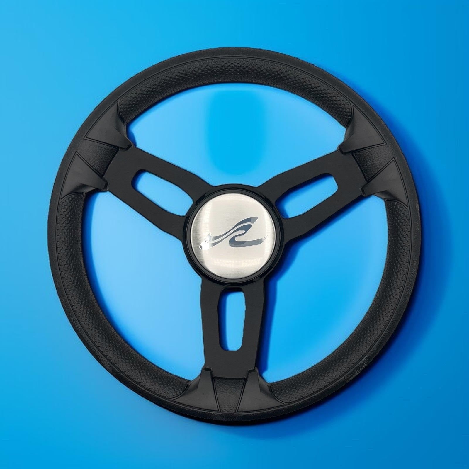 Model 15 Marine Steering Wheel Black Brushed Aluminum Spokes | SeaRay