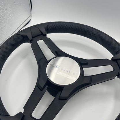Gussi Italia Marine Steering Wheel Black Brush Metal Spokes | Crest