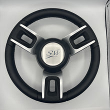 Gussi Italia Black Model 702 Steering Wheel with Keyed Hub | Blue Wave Cap