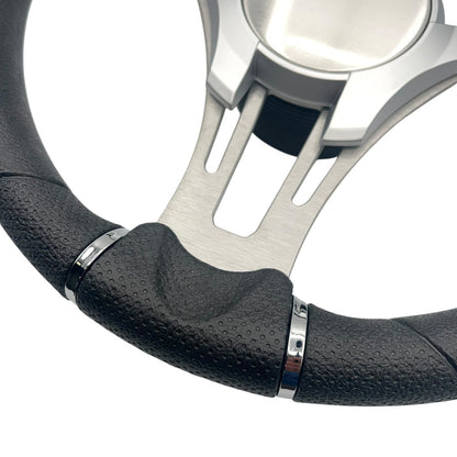 Verona Boat Steering Wheel Gray Brushed Aluminum Spokes KEYED or SPLINED HUB