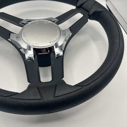 Gussi Italia Marine Steering Wheel Black Brush Metal Spokes | Smokercraft