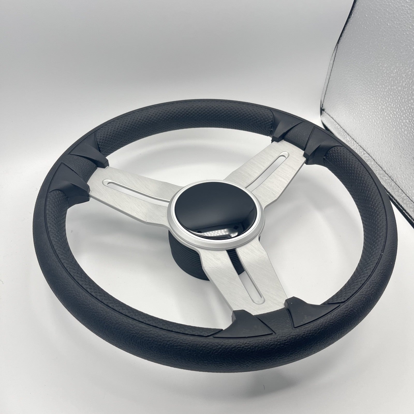 Model 15 Marine Steering Wheel Brush Alum Spokes | Black Dome