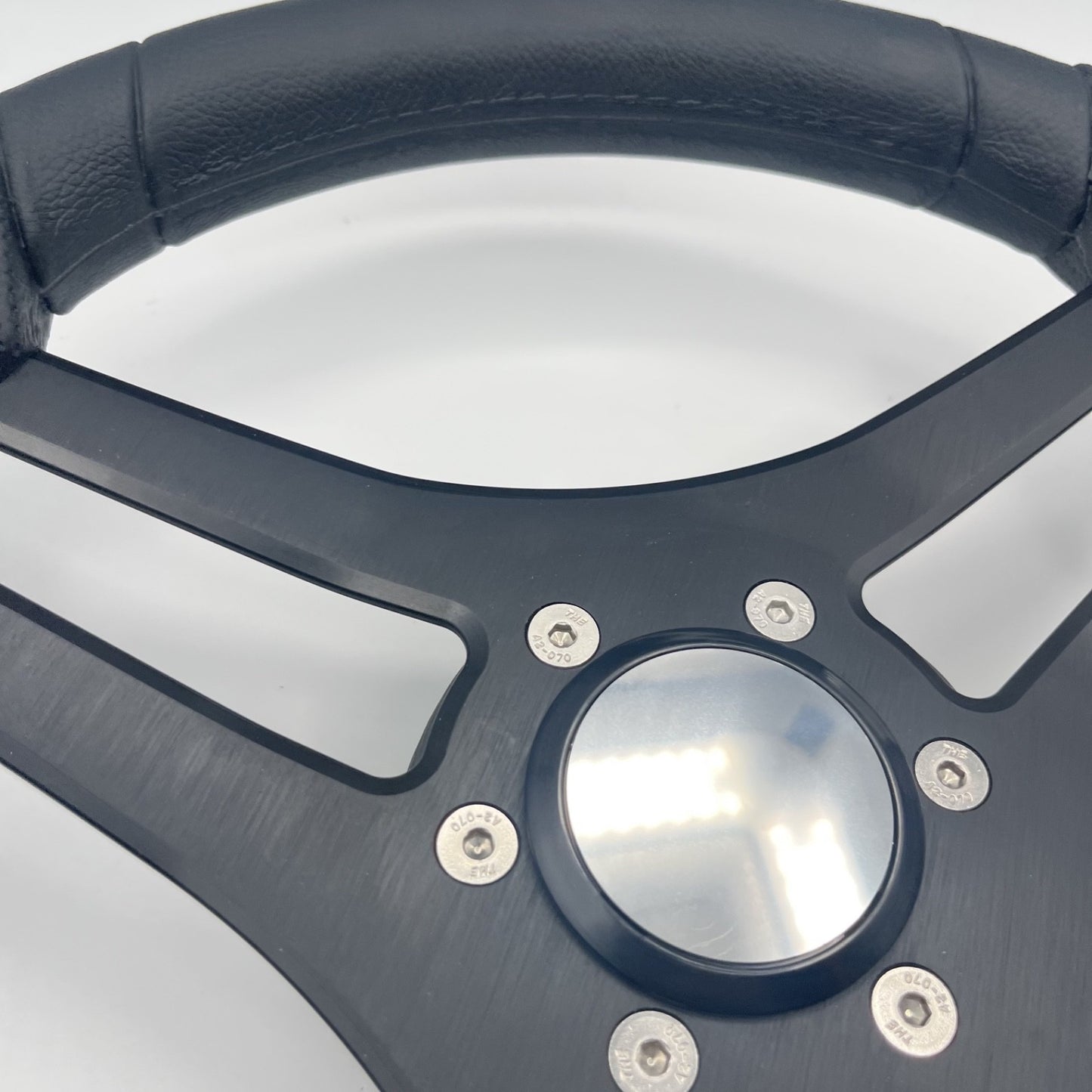 Molinara Marine Steering Wheel Black Brushed Alum Spokes | Blank Style