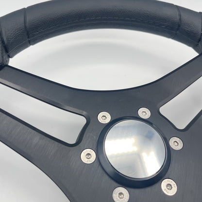 Molinara Marine Steering Wheel Black Brushed Alum Spokes | Blank Style