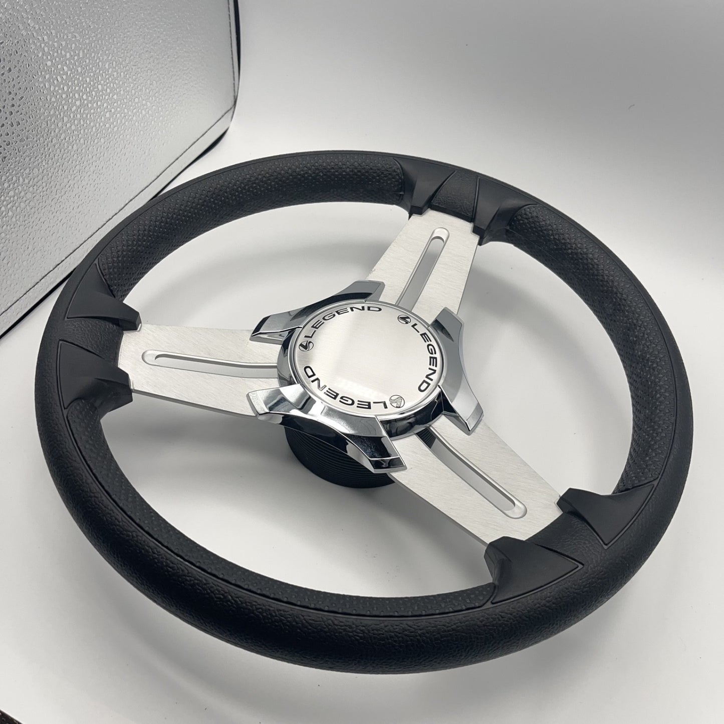 Model 15 Marine Steering Wheel Brushed Aluminum Spokes | Legend Boats