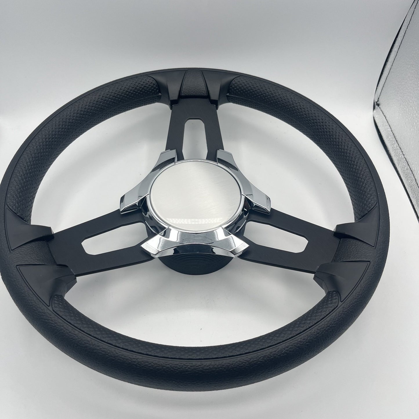 Gussi Italia Boat Model 15 Steering Wheel Black Brushed Alum Spokes |Plain