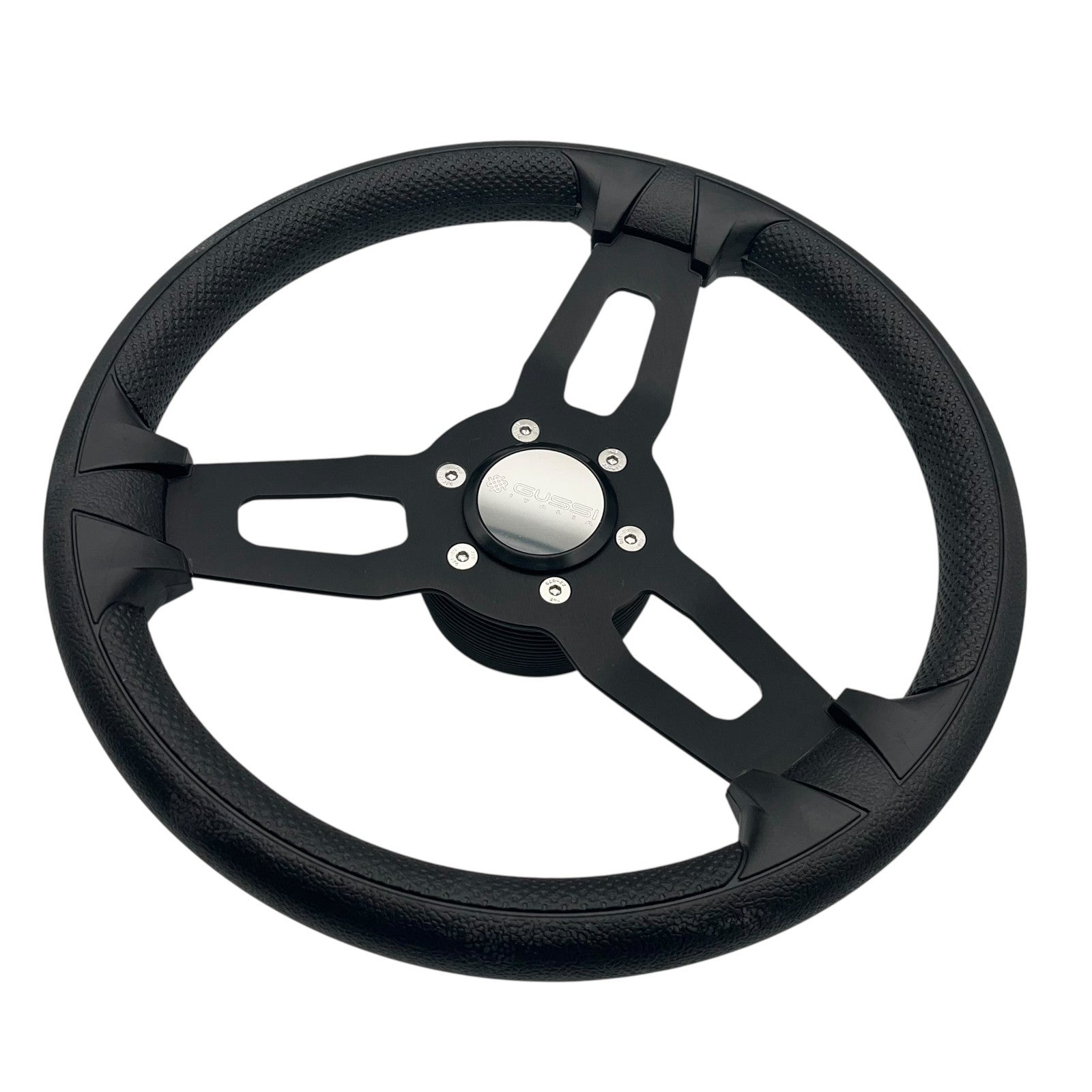 Model 15 Marine Steering Wheel Black Brushed Aluminum Spokes | Gussi Italia