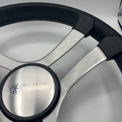 Benaco Boat Steering Wheel Brushed Aluminum Spokes | Seastar Solutions
