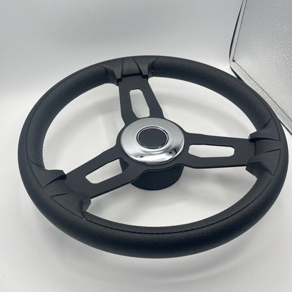 Gussi Italia Model 15 Steering Wheel Blk Brushed Alum Spokes | Chrome Blank