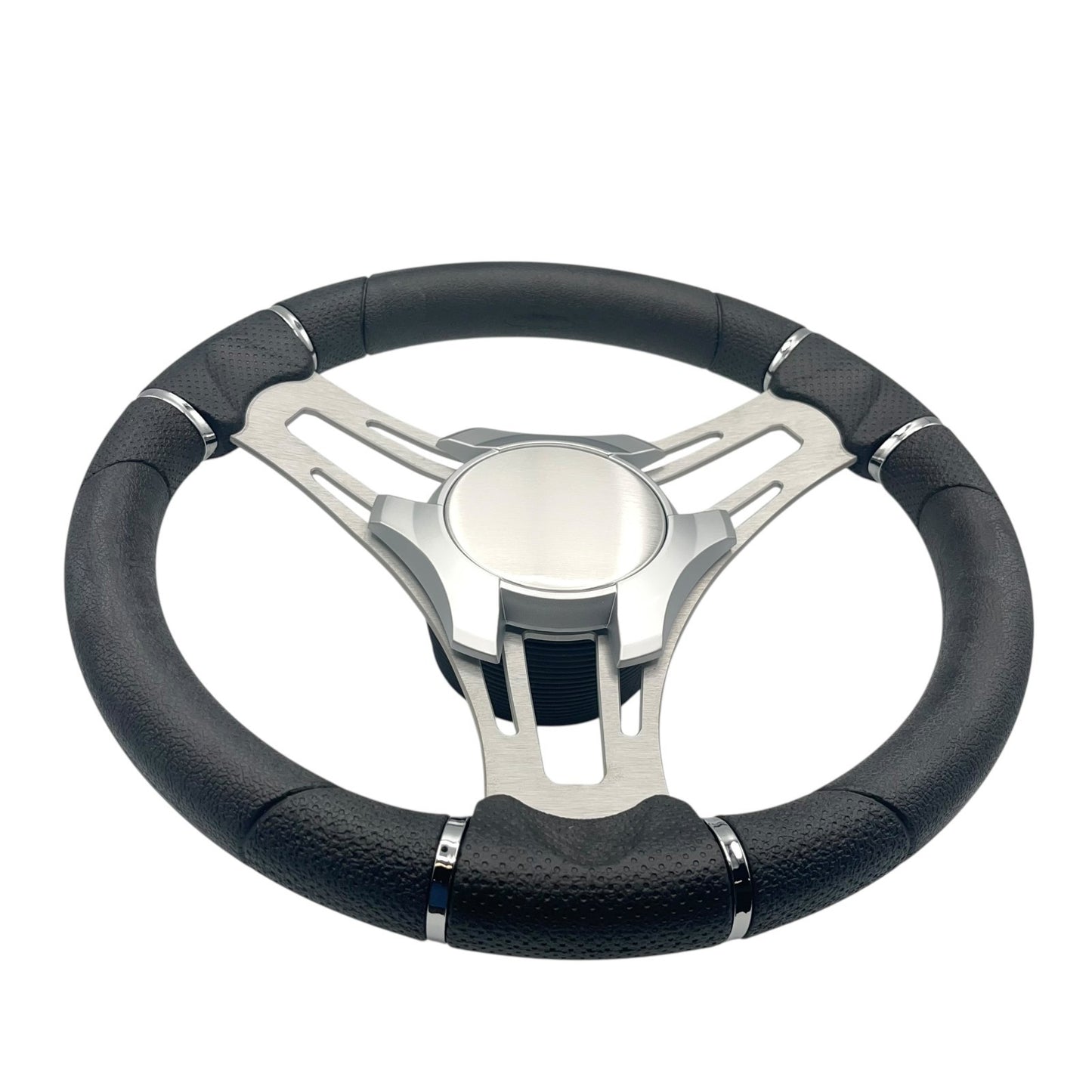 Verona Boat Steering Wheel Gray Brushed Aluminum Spokes KEYED or SPLINED HUB