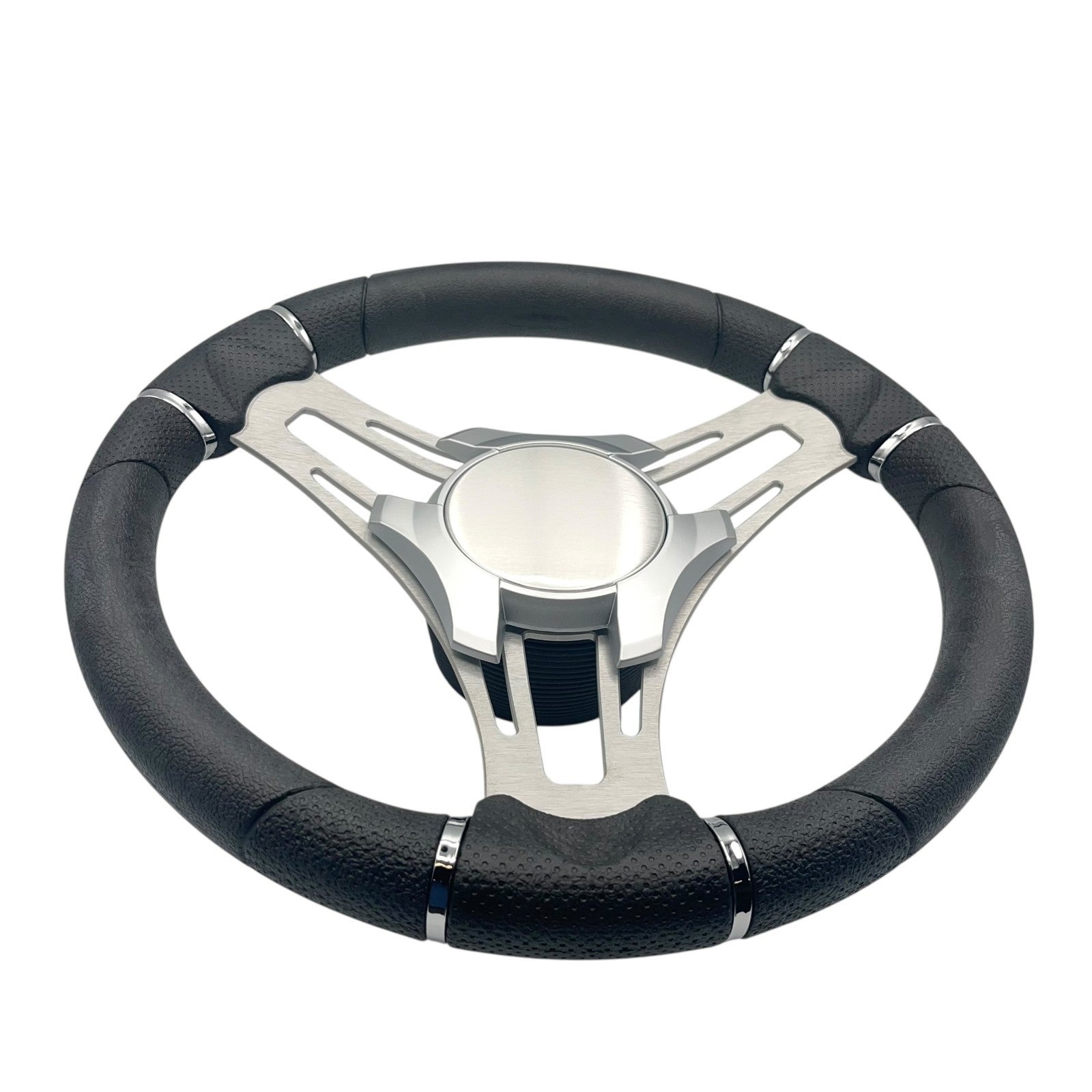 Verona Boat Steering Wheel Gray Brushed Aluminum Spokes KEYED or SPLINED HUB