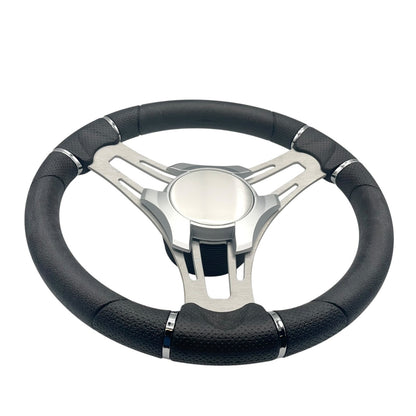 Verona Boat Steering Wheel Gray Brushed Aluminum Spokes KEYED or SPLINED HUB