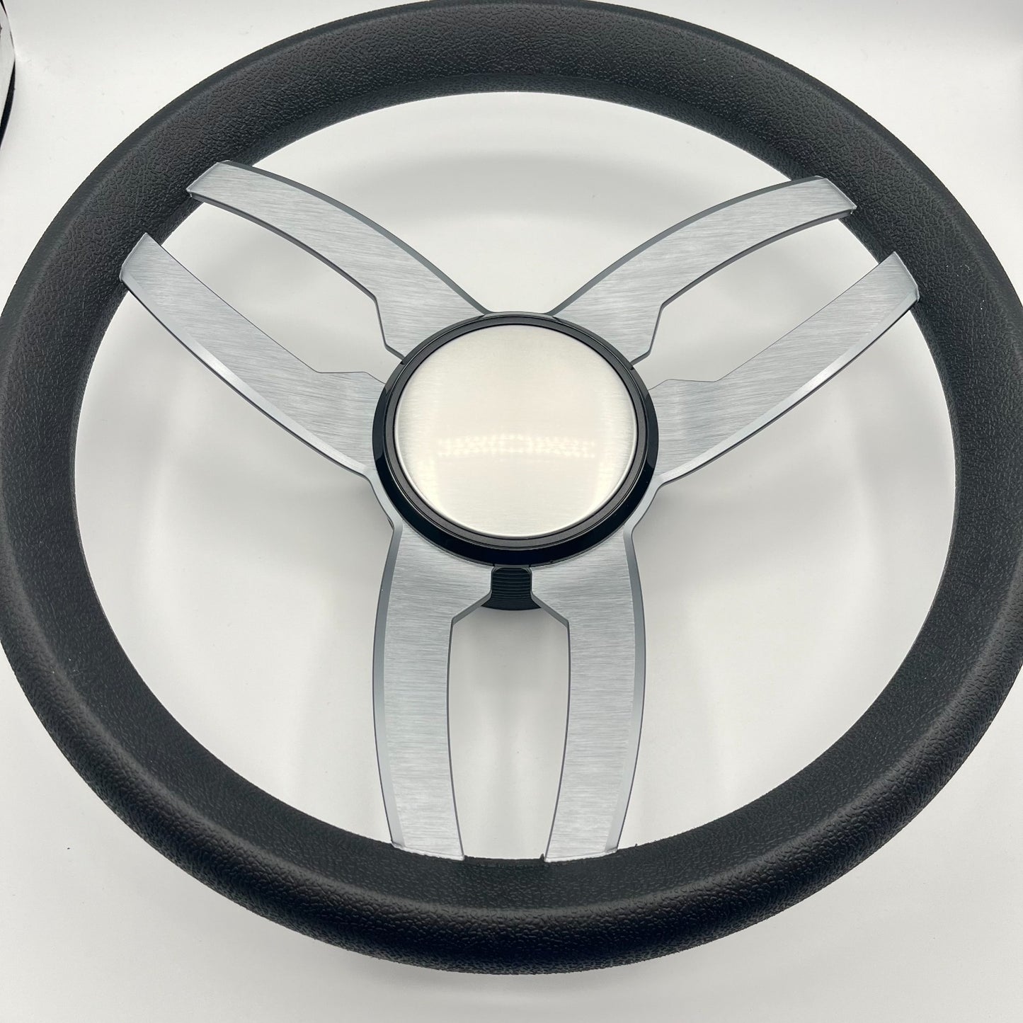 Cabrio Boat Steering Wheel Gray Brushed Alum Spoke | Plain