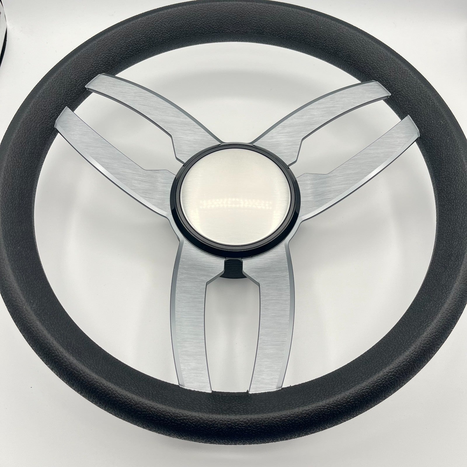 Cabrio Boat Steering Wheel Gray Brushed Alum Spoke | Plain