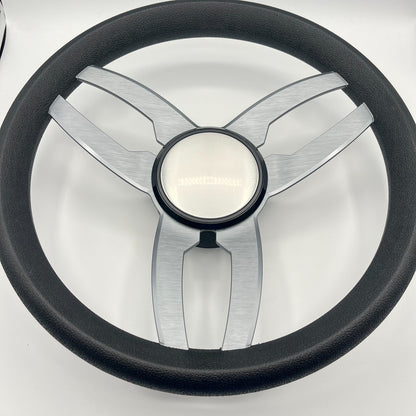 Cabrio Boat Steering Wheel Gray Brushed Alum Spoke | Plain
