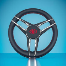 Cobalt Boat Steering Wheel Stainless Steel Spoke Leather Rim | Cobalt Boats Logo